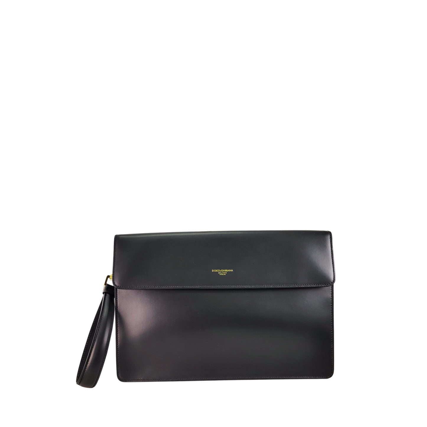 Dolce & Gabbana Black Calf Leather Large Logo Document Bag