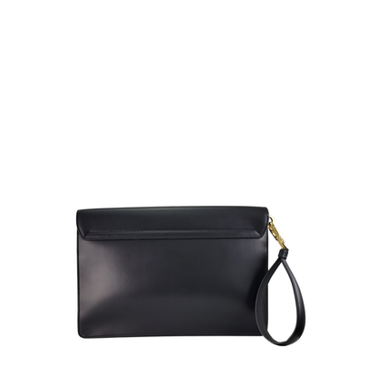 Dolce & Gabbana Black Calf Leather Large Logo Document Bag