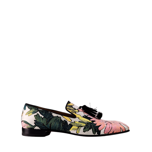 Christian Louboutin Badmilion Red Rose Floral-Print Loafers