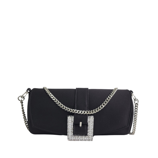 Giuseppe Zanotti Black Silk Shoulder Bag