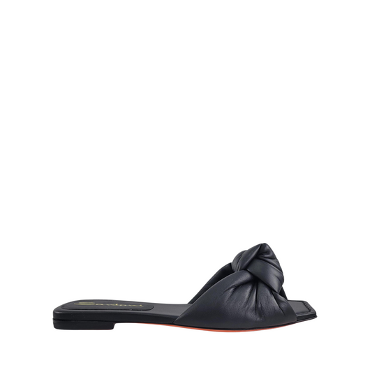 Santoni Black Leather Flats