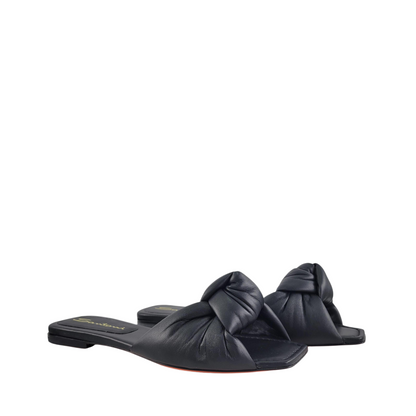 Santoni Black Leather Flats