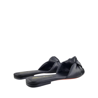 Santoni Black Leather Flats