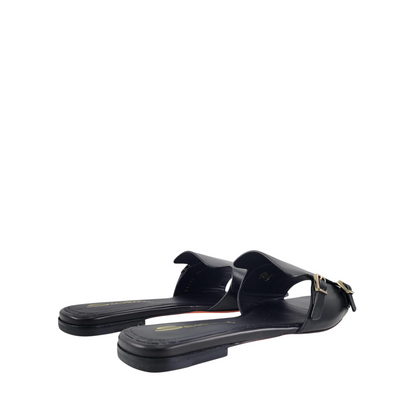 Santoni Black Leather Slippers