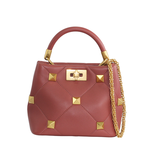 Valentino Small Hand Bag Stud Dark Pink