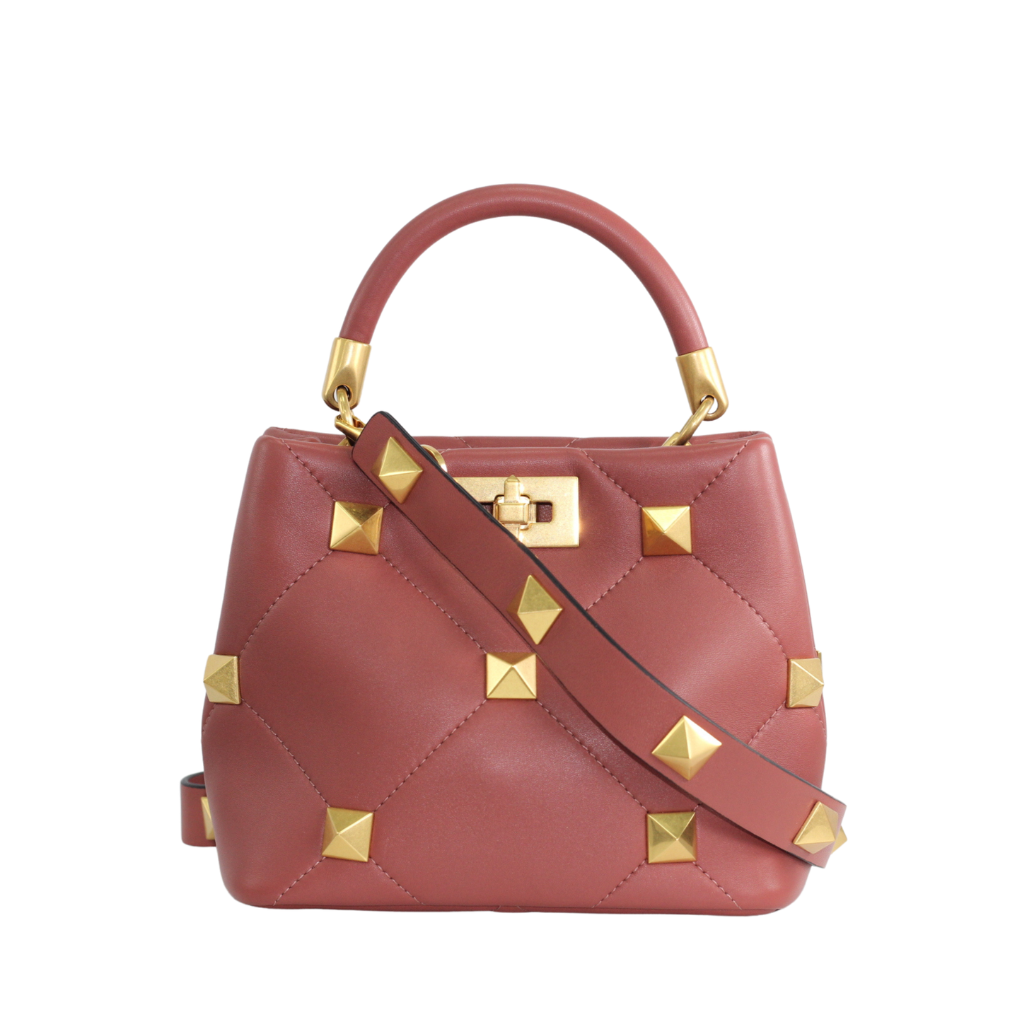 Valentino Small Hand Bag Stud Dark Pink