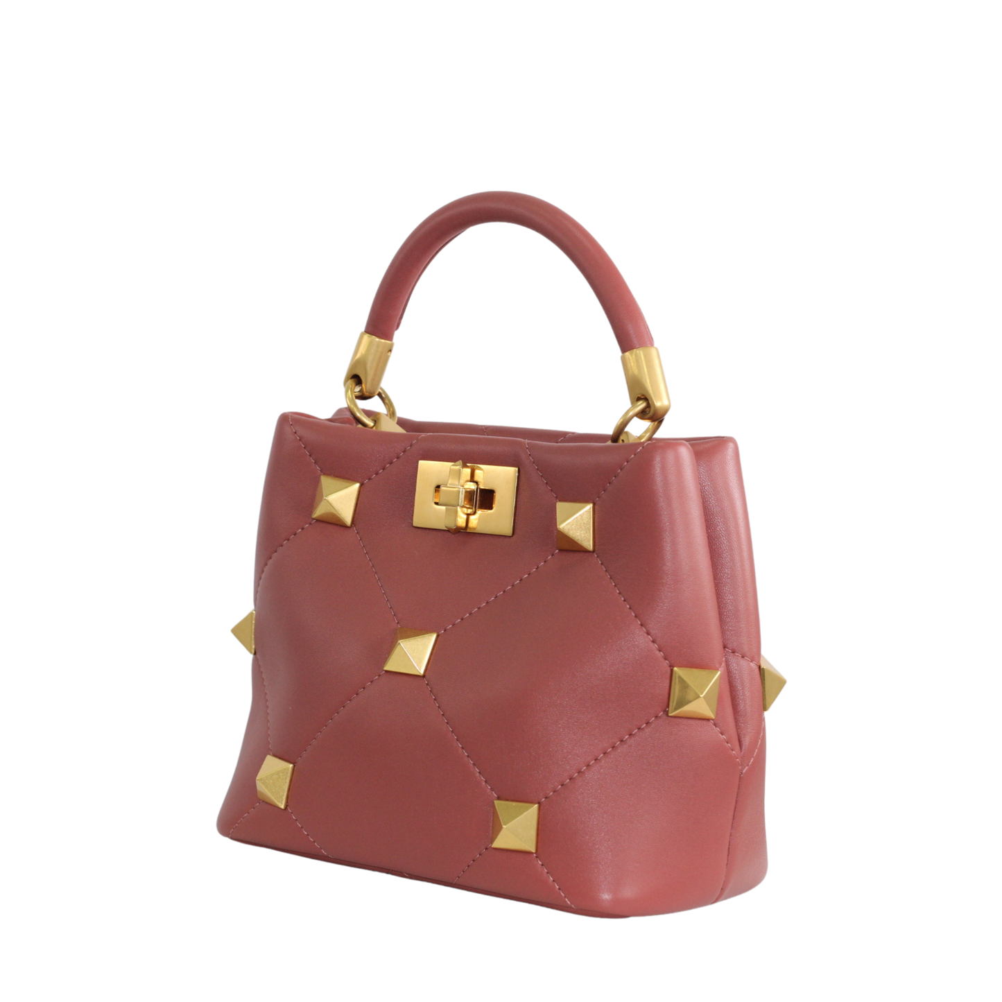 Valentino Small Hand Bag Stud Dark Pink